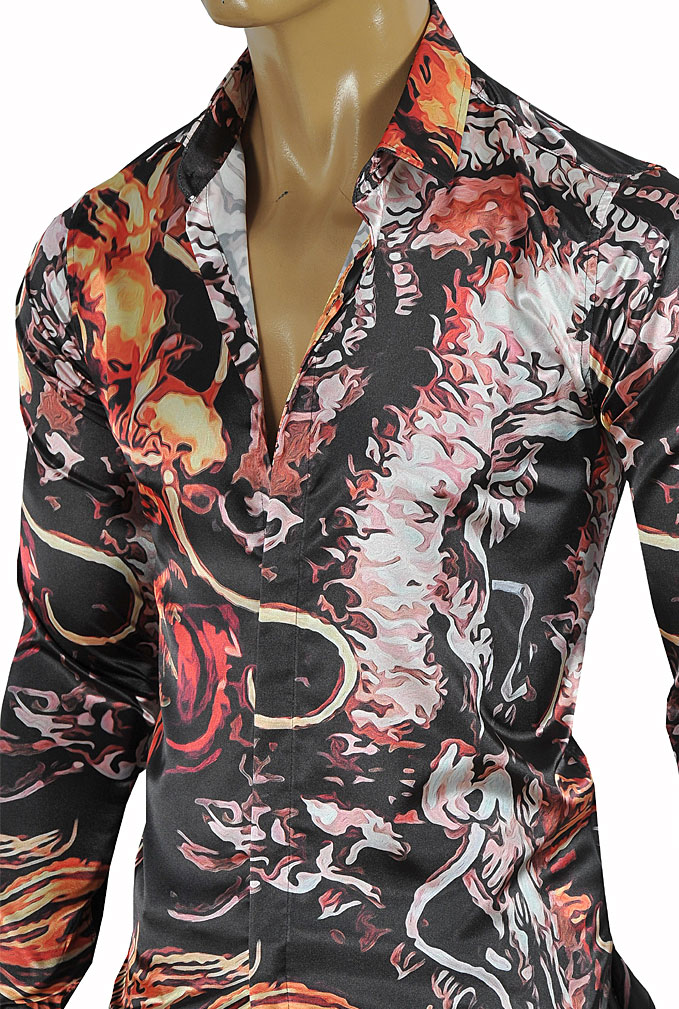 Mens Designer Clothes | VERSACE Dragon print men's dress shirt #170