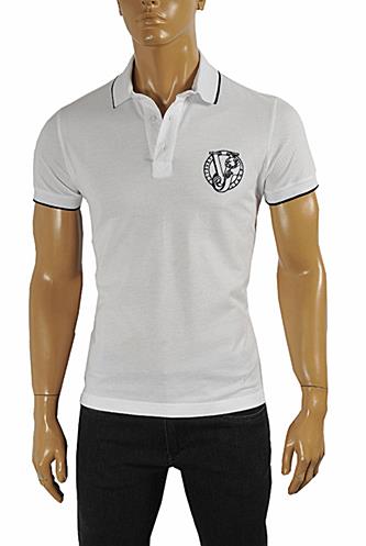 Mens Designer Clothes | VERSACE JEANS men's polo shirt with front embroidery #173