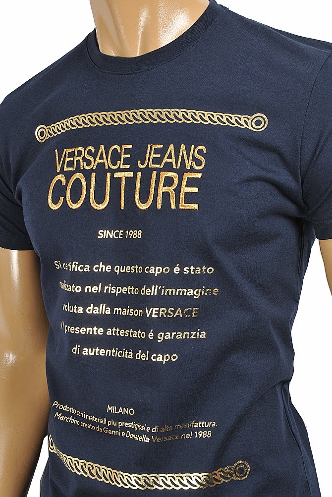 Mens Designer Clothes | VERSACE men's t-shirt with front embroidery logo 112