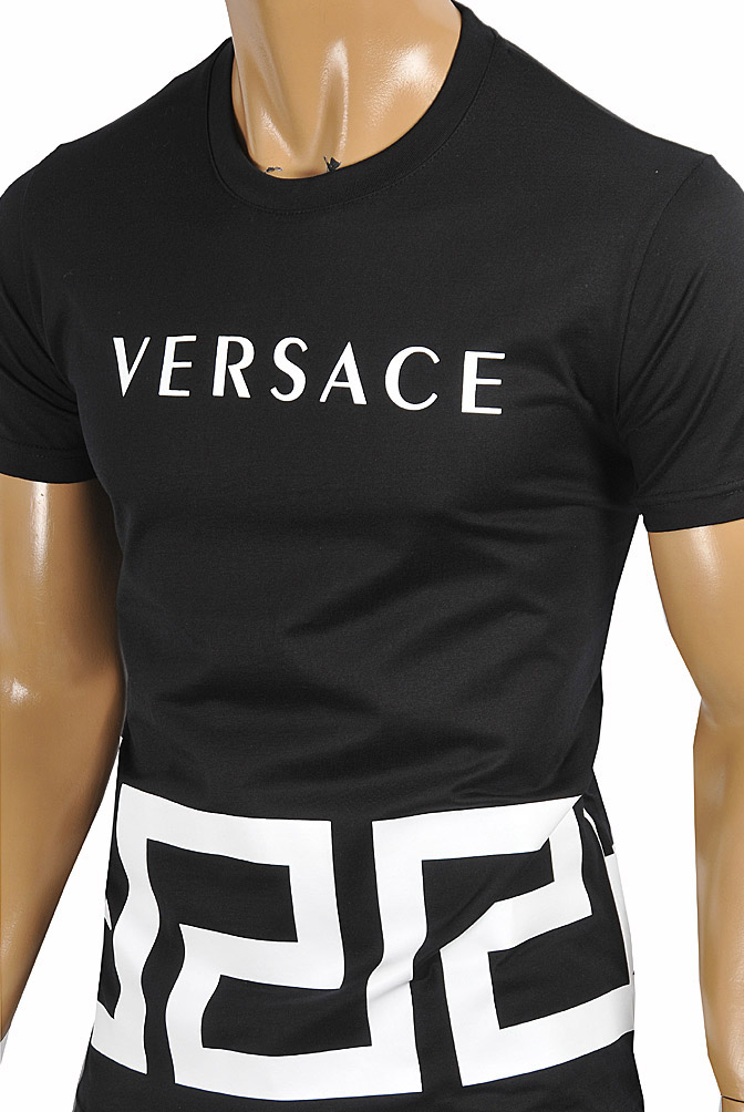 Mens Designer Clothes | VERSACE men's t-shirt with front logo print 120