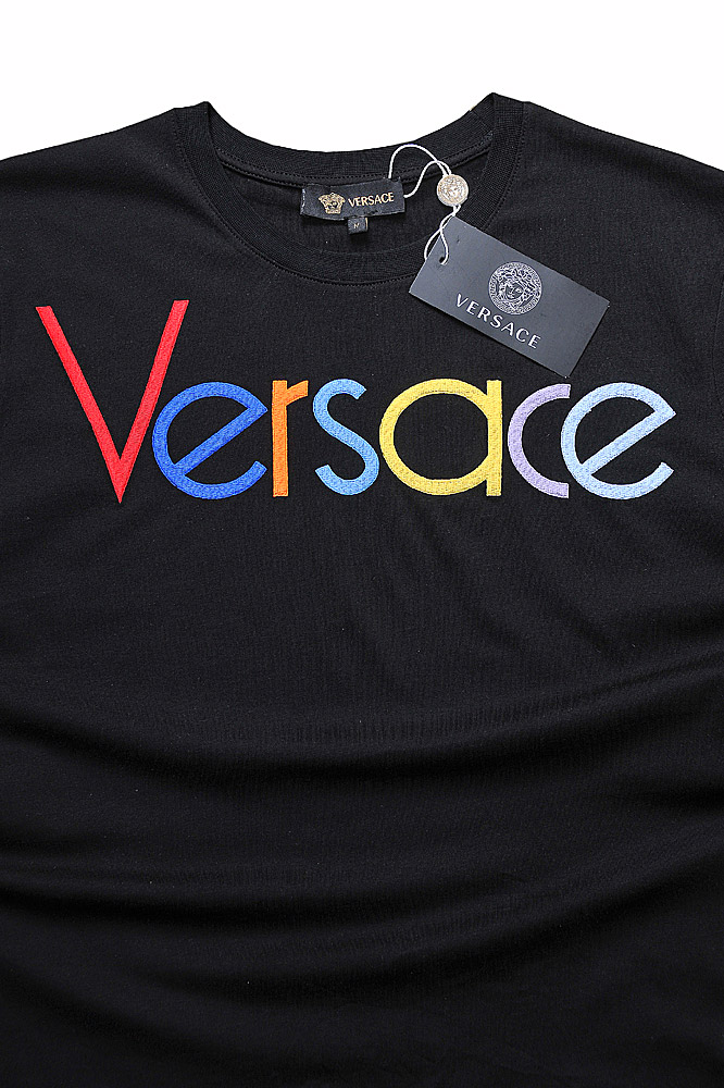 Mens Designer Clothes | VERSACE men's t-shirt with front embroidery 125