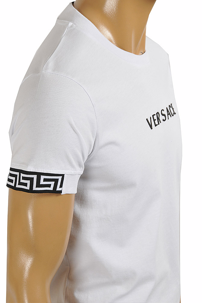Mens Designer Clothes | VERSACE men's t-shirt with front logo print 129
