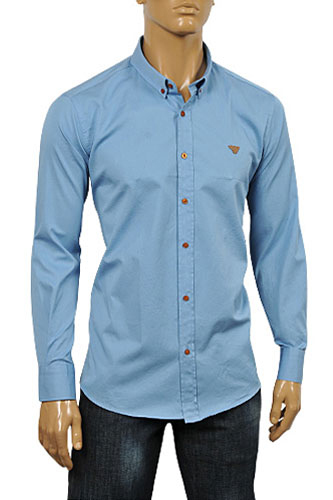 ARMANI JEANS Menâ??s Button Up Dress Shirt In Blue #233