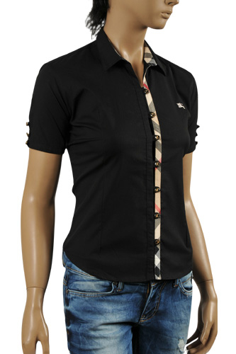 BURBERRY Ladies’ Short Sleeve Button Up Shirt #154