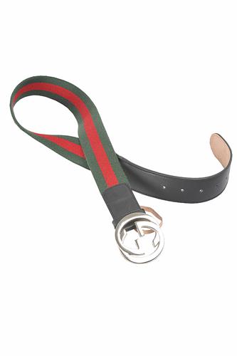 GUCCI GG Unisex buckle belt with red and green stripe 62