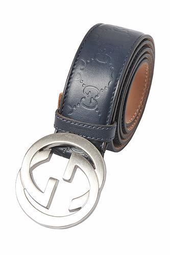GUCCI GG men’s leather belt in navy blue 68