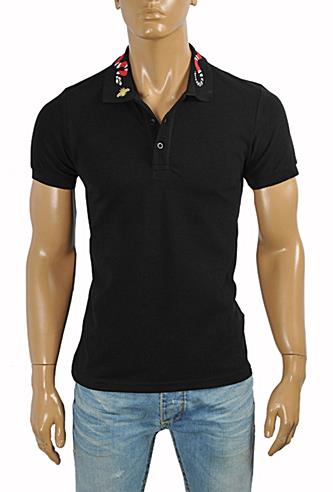 GUCCI Menâ??s cotton polo with Kingsnake embroidery #377