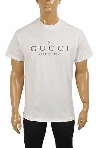 GUCCI cotton T-shirt with front logo print 296