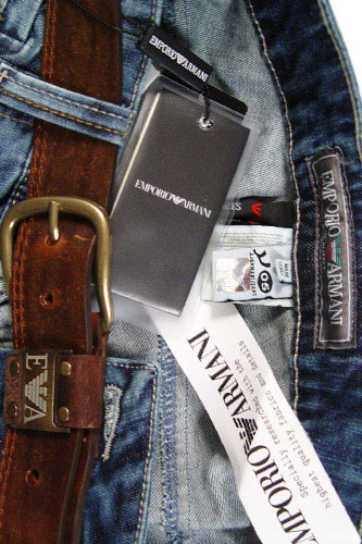 Mens Designer Clothes | EMPORIO ARMANI Mens Washed Jeans With Belt #96