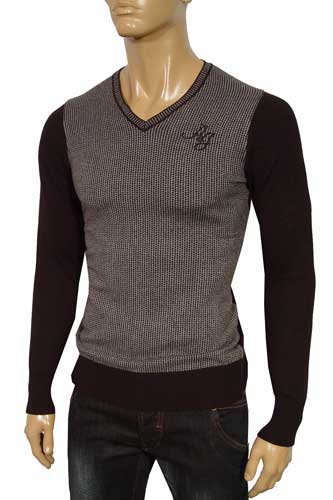 Mens Designer Clothes | ARMANI JEANS Men's V-Neck Body Slim Fit Sweater #99