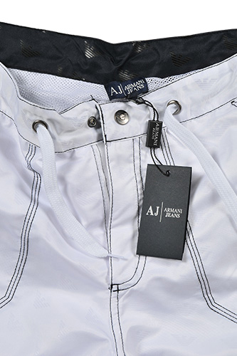 Mens Designer Clothes | ARMANI JEANS Logo Printed Swim Shorts For Men In White #54
