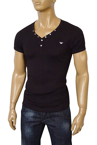 Mens Designer Clothes | EMPORIO ARMANI Mens V-Neck Short Sleeve Tee #53