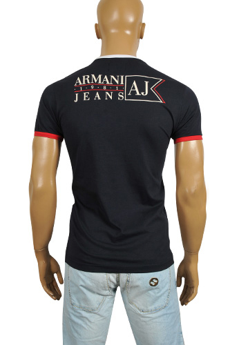 Mens Designer Clothes | ARMANI JEANS Men's Short Sleeve Tee In Navy Blue #91