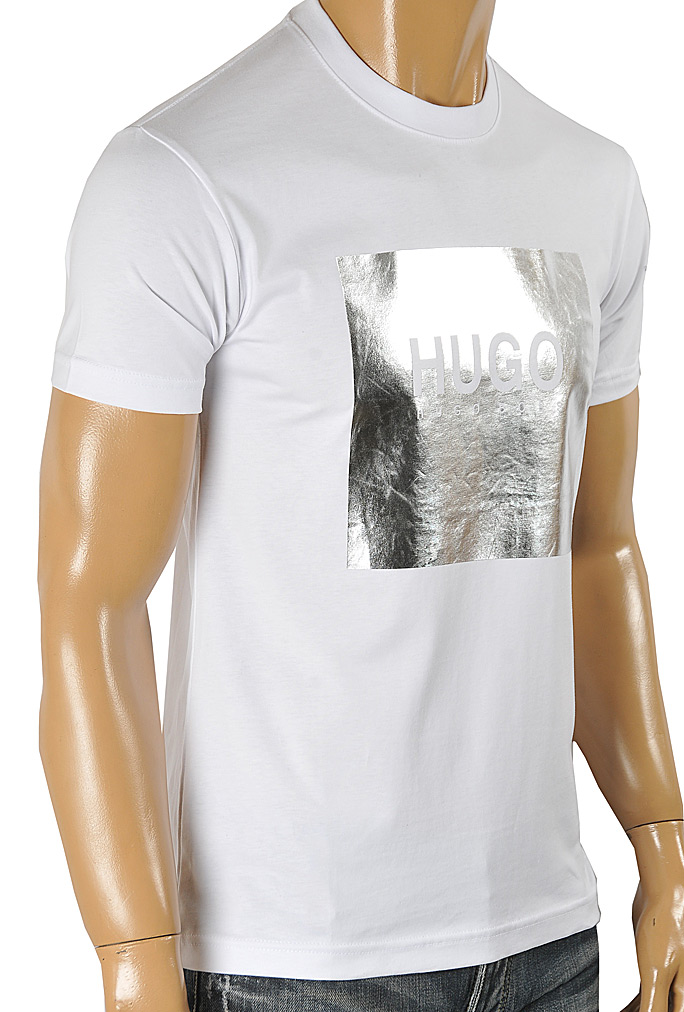 Mens Designer Clothes | HUGO BOSS Men's T-Shirt With Front Logo Print 76