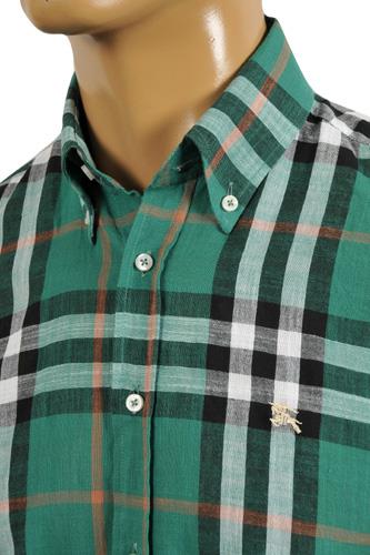 Mens Designer Clothes | BURBERRY Men's Short Sleeve Button Up Shirt #157