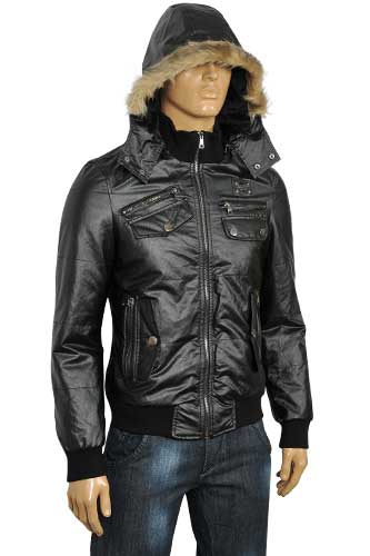 Mens Designer Clothes | DOLCE & GABBANA Men's Artificial Leather Hooded Jacket #353