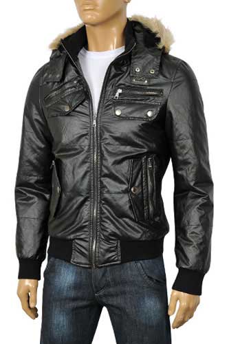 Mens Designer Clothes | DOLCE & GABBANA Men's Artificial Leather Hooded Jacket #353