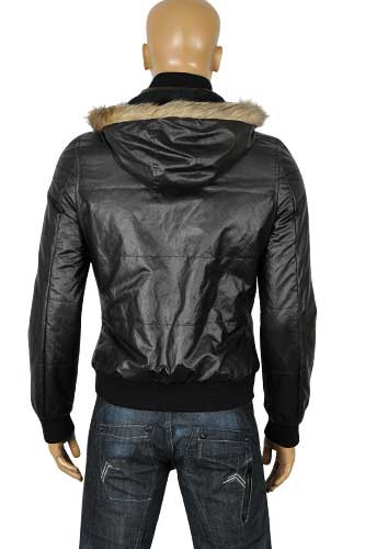 Mens Designer Clothes | DOLCE & GABBANA Men's Artificial Leather Hooded Jacket #353