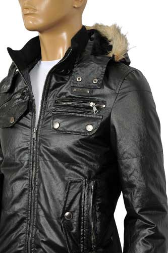 Mens Designer Clothes | DOLCE & GABBANA Men's Artificial Leather Hooded Jacket #353