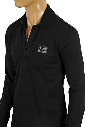 Mens Designer Clothes | DOLCE & GABBANA Men's Polo Style Long Sleeve Shirt #430