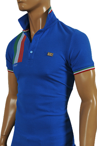 Mens Designer Clothes | DOLCE & GABBANA Men's Polo Shirt In Blue #444