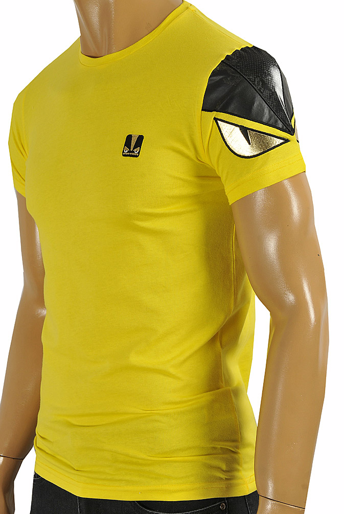 Mens Designer Clothes | FENDI men's cotton T-shirt in yellow color #25