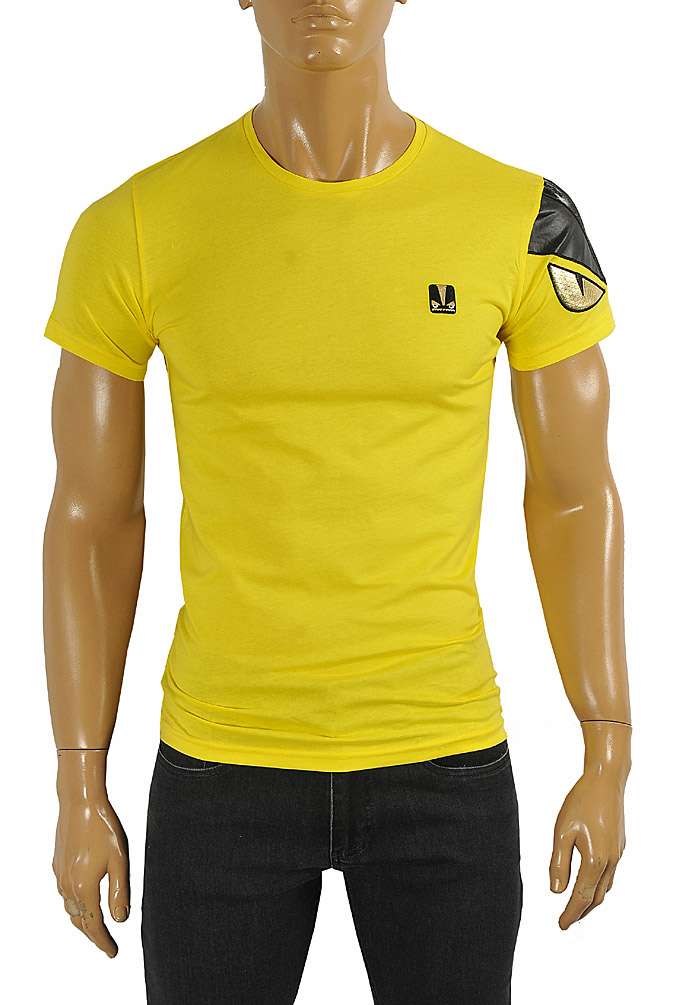 Mens Designer Clothes | FENDI men's cotton T-shirt in yellow color #25