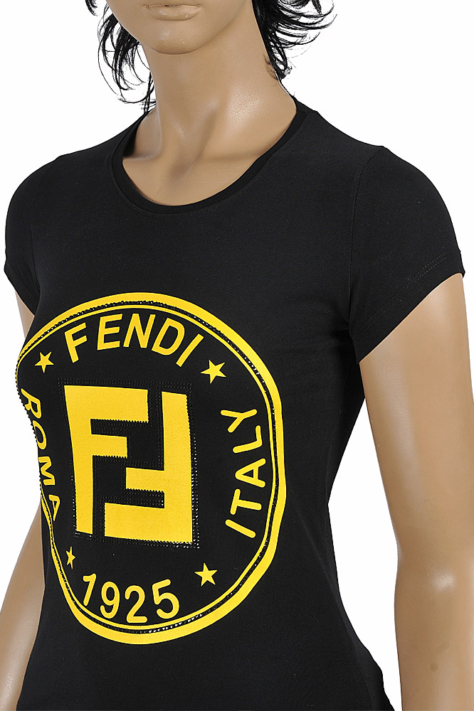 Womens Designer Clothes | FENDI womenâ??s cotton T-shirt with front print 26