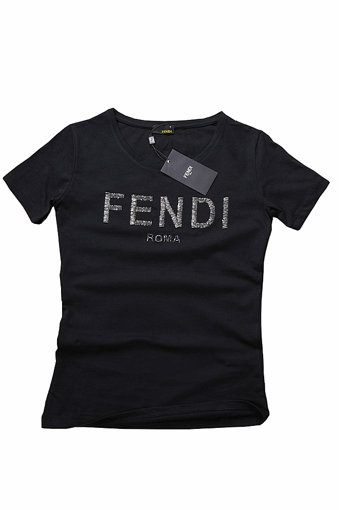 Womens Designer Clothes | FENDI womenâ??s cotton T-shirt with front logo appliquÃ© 40
