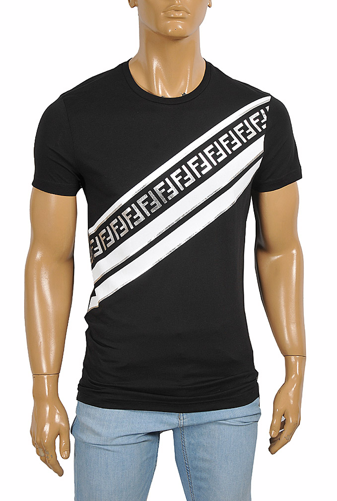 Mens Designer Clothes | FENDI men's cotton t-shirt with front FF print 51