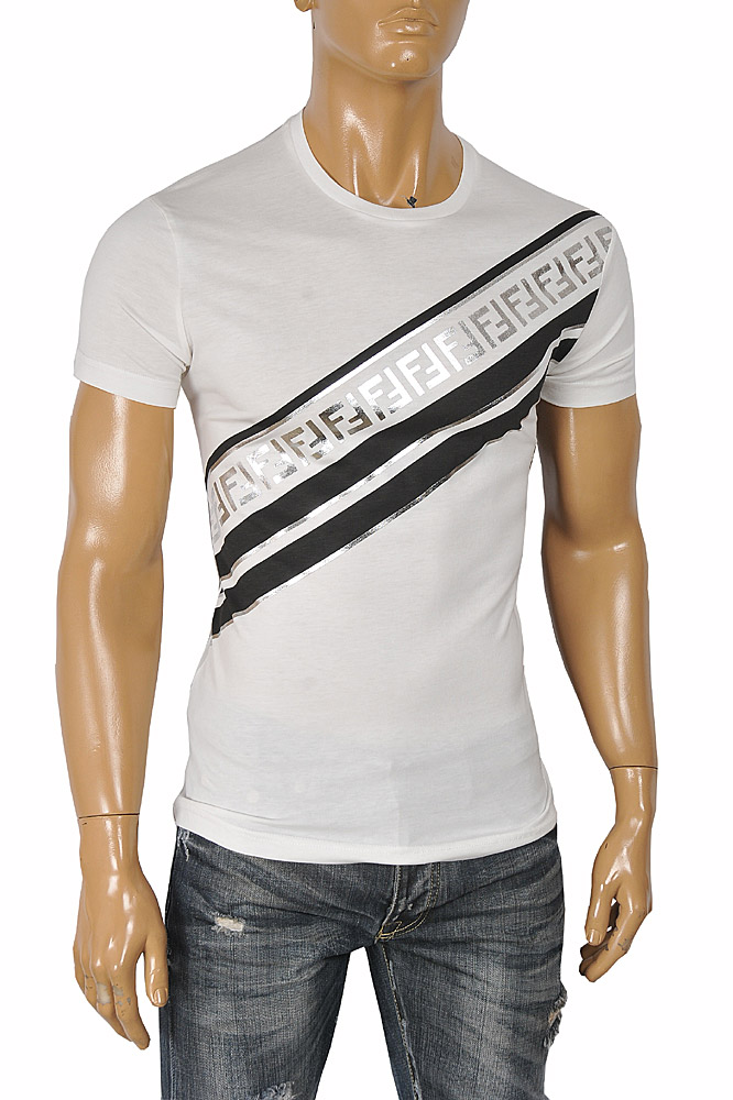 Mens Designer Clothes | FENDI men's cotton t-shirt with front FF print 52