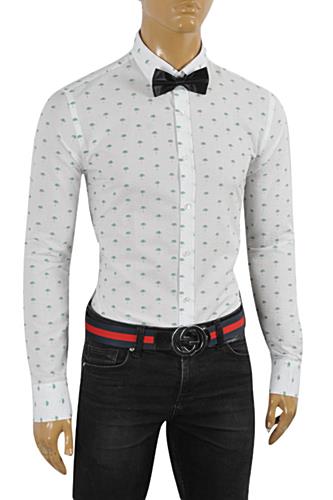 Mens Designer Clothes | GUCCI Men's Button Front Dress Shirt #354