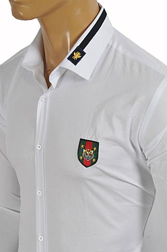 Mens Designer Clothes | GUCCI Men's Button Front Dress Shirt in White #361