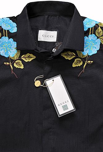 Mens Designer Clothes | GUCCI Menâ??s Cotton Duke Embroidered Shirt with Flowers #366