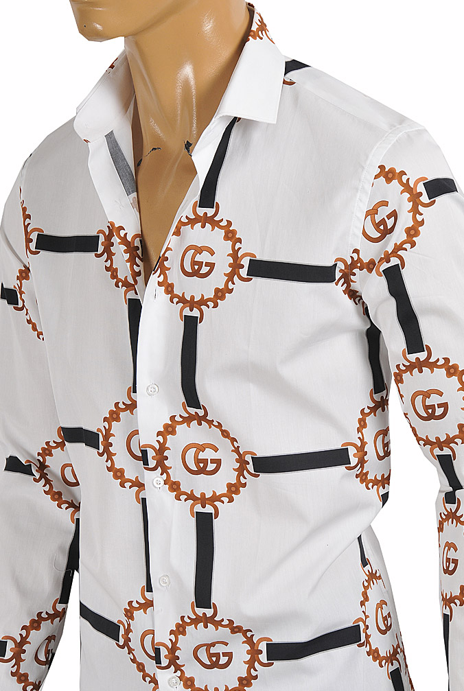 Mens Designer Clothes | GUCCI menâ??s dress shirt with logo print 408
