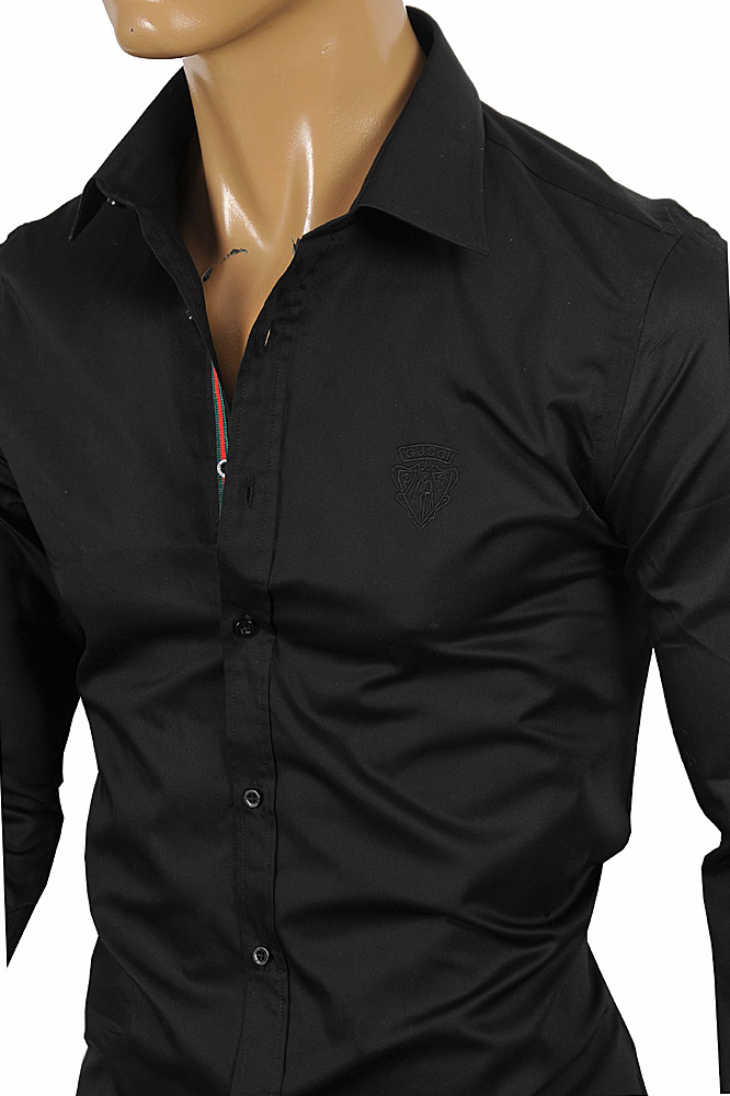 Mens Designer Clothes | GUCCI menâ??s dress shirt with front logo embroidery 416