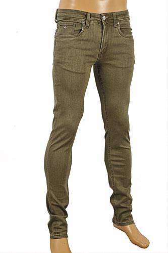 Mens Designer Clothes | GUCCI Men's fitted stretch jeans with Bee leather batch #94