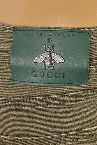 Mens Designer Clothes | GUCCI Men's fitted stretch jeans with Bee leather batch #94