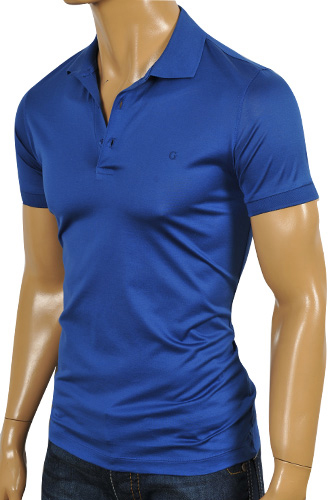 Mens Designer Clothes | GUCCI Menâ??s Cotton Polo Shirt In Blue #295