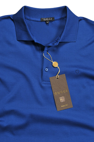 Mens Designer Clothes | GUCCI Menâ??s Cotton Polo Shirt In Blue #295