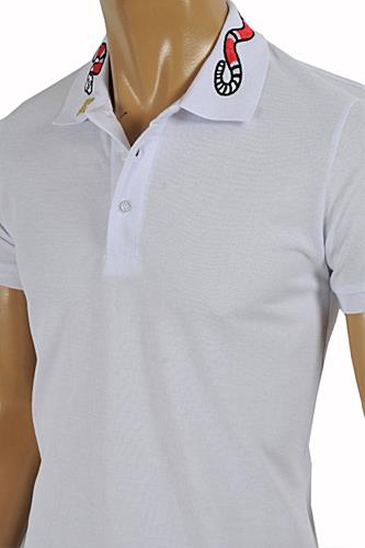 Mens Designer Clothes | GUCCI Menâ??s cotton polo with Kingsnake embroidery #375