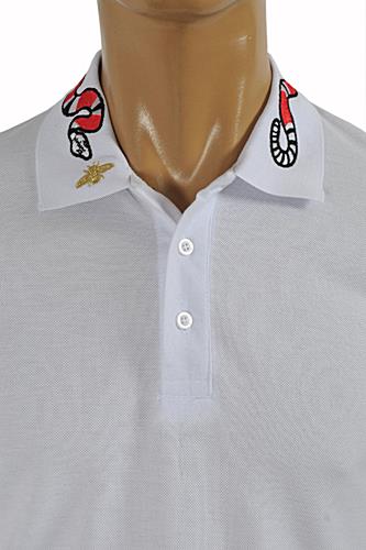 Mens Designer Clothes | GUCCI Menâ??s cotton polo with Kingsnake embroidery #375