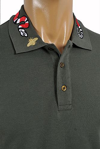 Mens Designer Clothes | GUCCI Menâ??s cotton polo with Kingsnake embroidery #376