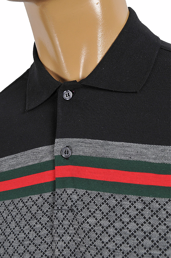 Mens Designer Clothes | GUCCI menâ??s cotton polo with signature red and green stripe 40