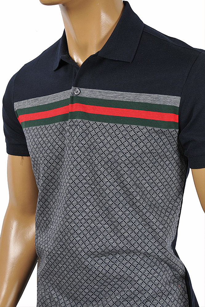 Mens Designer Clothes | GUCCI menâ??s cotton polo with signature red and green stripe 40