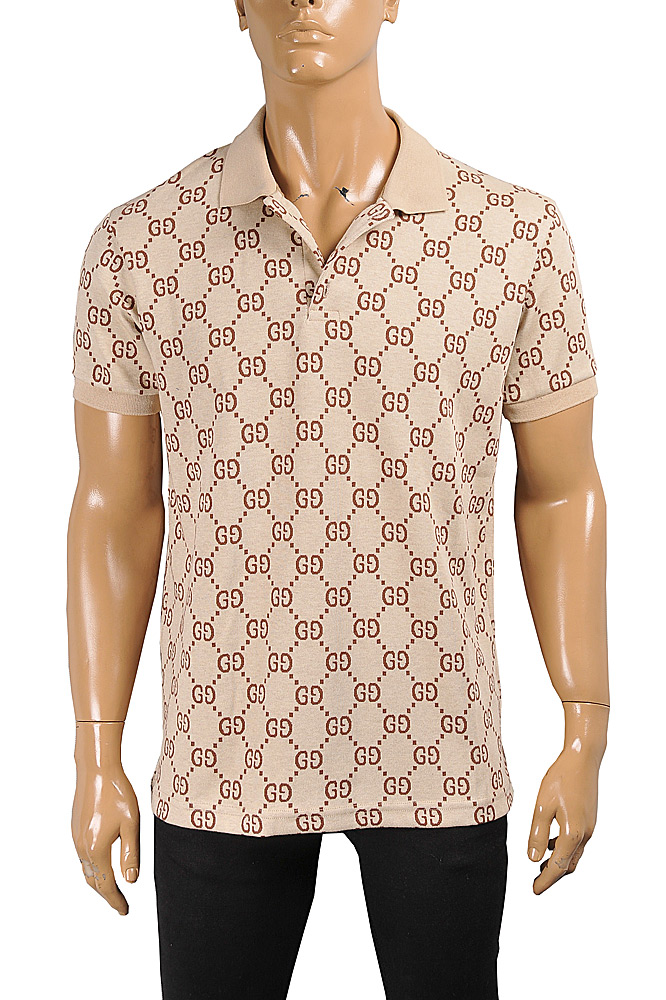 Mens Designer Clothes | GUCCI menâ??s cotton polo with signature interlocking GG logo 42