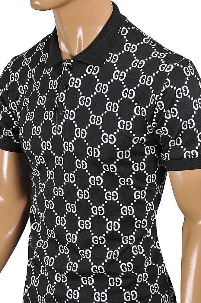 Mens Designer Clothes | GUCCI menâ??s cotton polo with signature interlocking GG logo 42