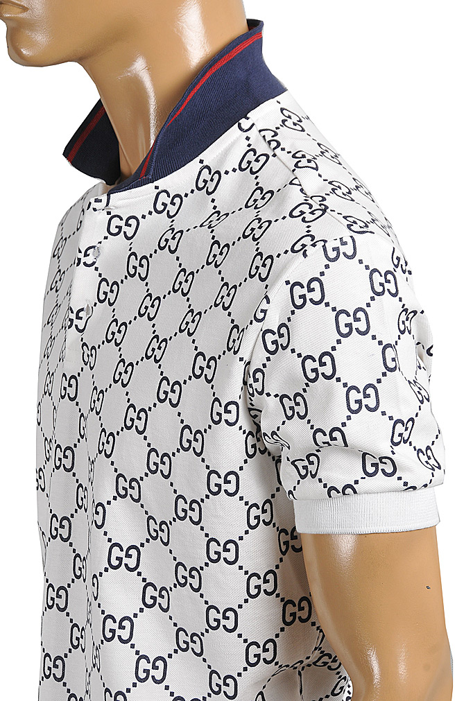 Mens Designer Clothes | GUCCI menâ??s cotton polo with signature interlocking GG logo 42
