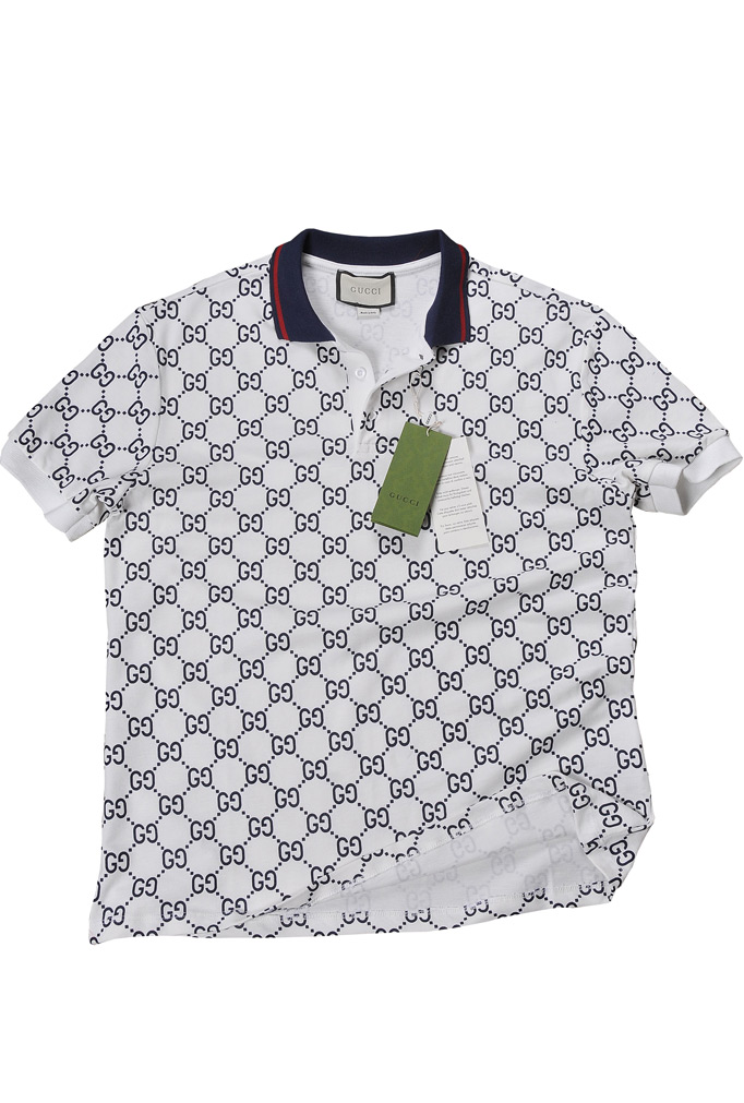 Mens Designer Clothes | GUCCI menâ??s cotton polo with signature interlocking GG logo 42