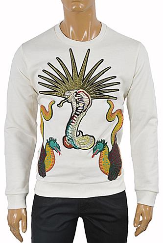 Mens Designer Clothes | GUCCI Men's Cotton Sweatshirt With Kingsnake Print  #358